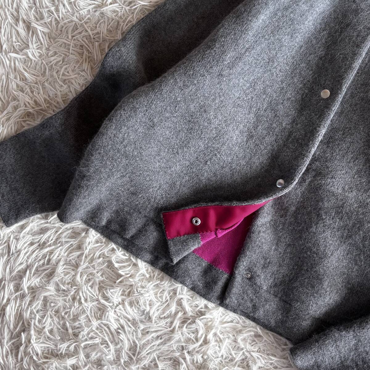 ⑤ イエナ扱い シンプリシティエ SIMPLICITE フォックス アンゴラ ノーカラー ジャケット カーディガン 大きめゆったり ワイド_画像4