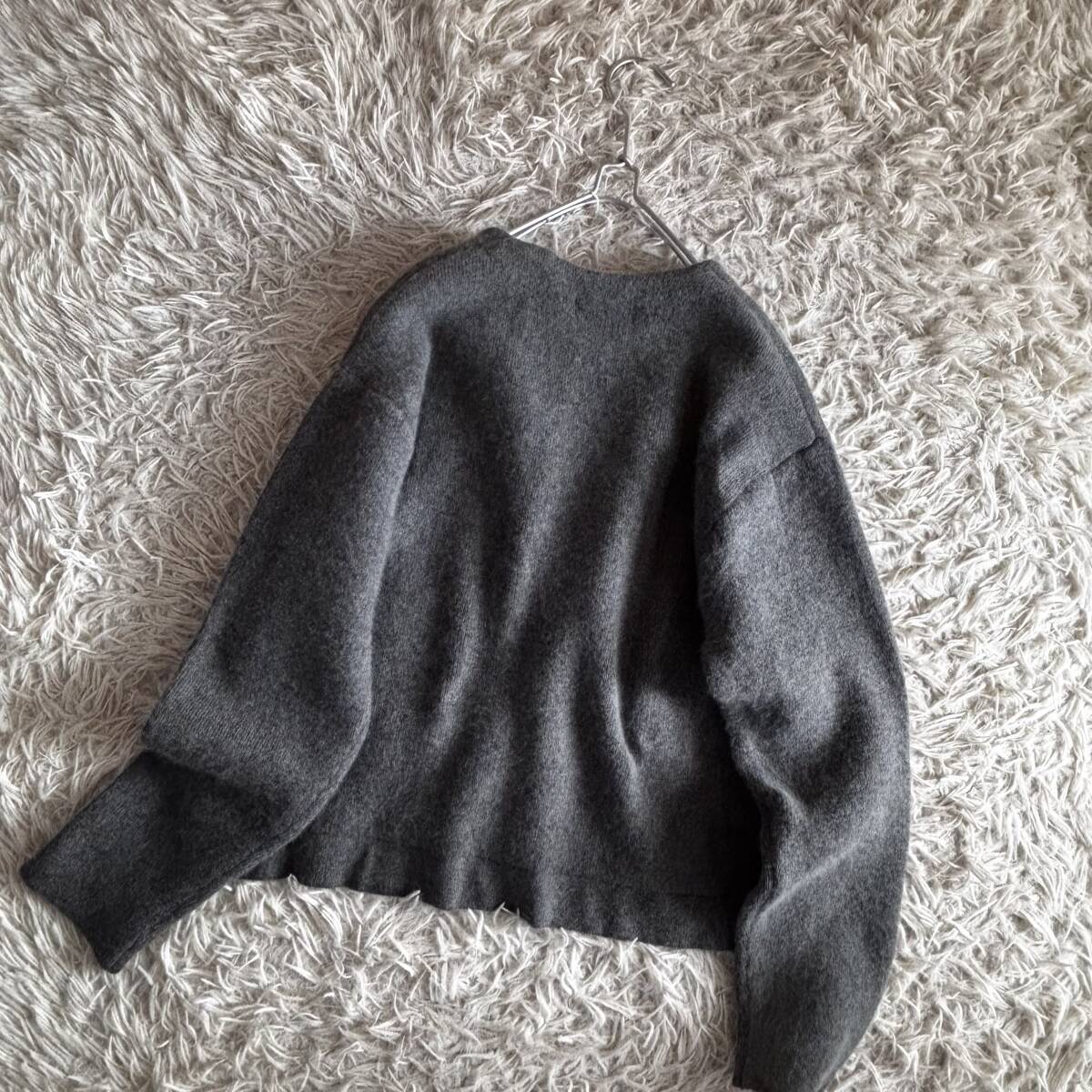 ⑤ イエナ扱い シンプリシティエ SIMPLICITE フォックス アンゴラ ノーカラー ジャケット カーディガン 大きめゆったり ワイド_画像5