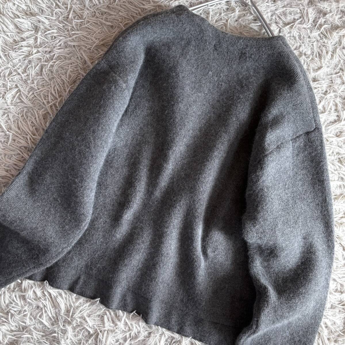 ⑤ イエナ扱い シンプリシティエ SIMPLICITE フォックス アンゴラ ノーカラー ジャケット カーディガン 大きめゆったり ワイド_画像6