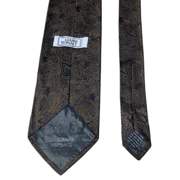 【美品】 VERSACE ヴェルサーチ ネクタイ ハイブランド イタリア製 ブラウン ブラック 総柄 ビジネス メデューサ スーツ_画像4