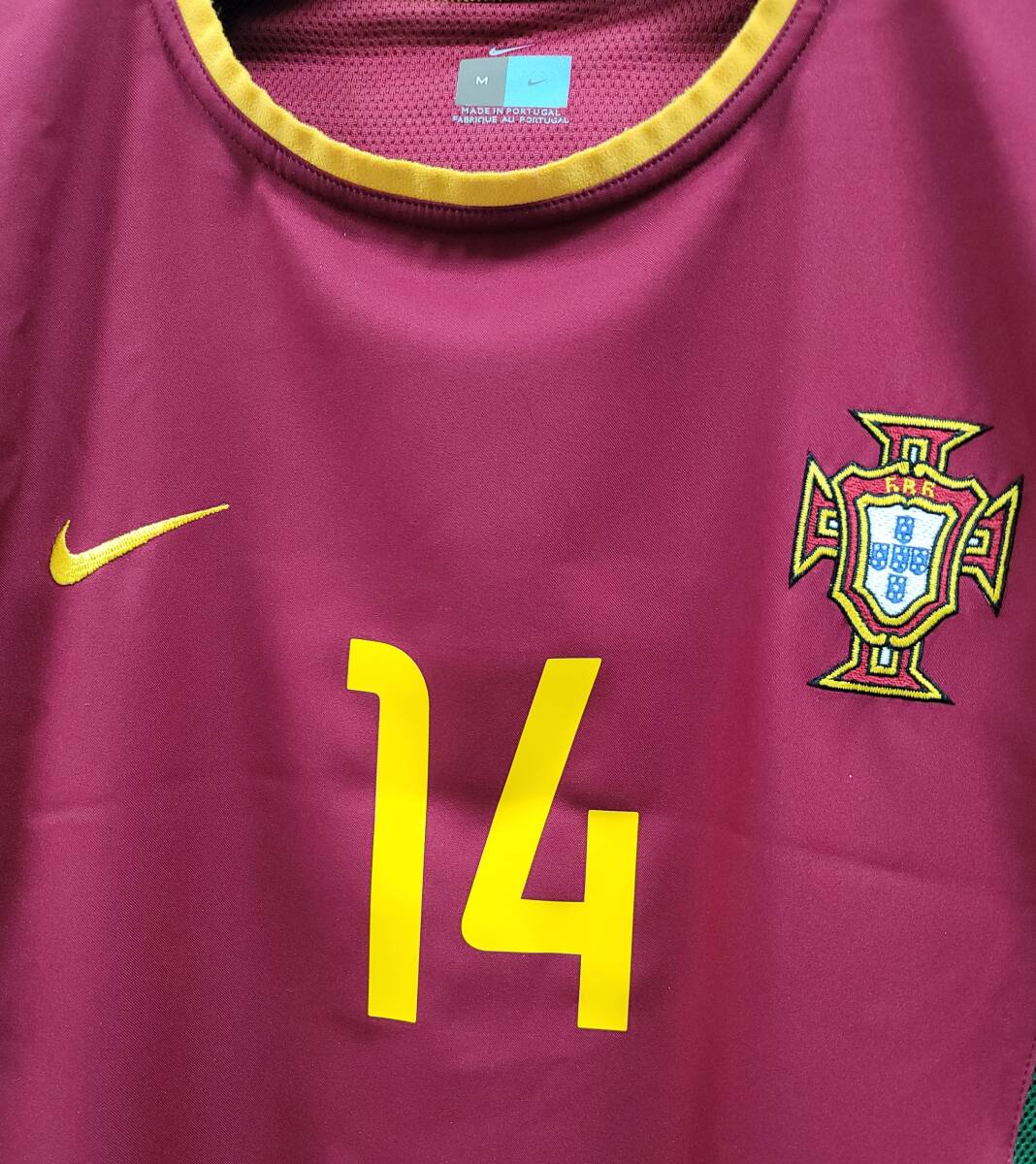 02W杯 ポルトガル FPF Portugal(H)#14 リアンドロ・バルボサ BARBOSA 選手用半袖 Nike正規 2002WC仕様 M_画像4
