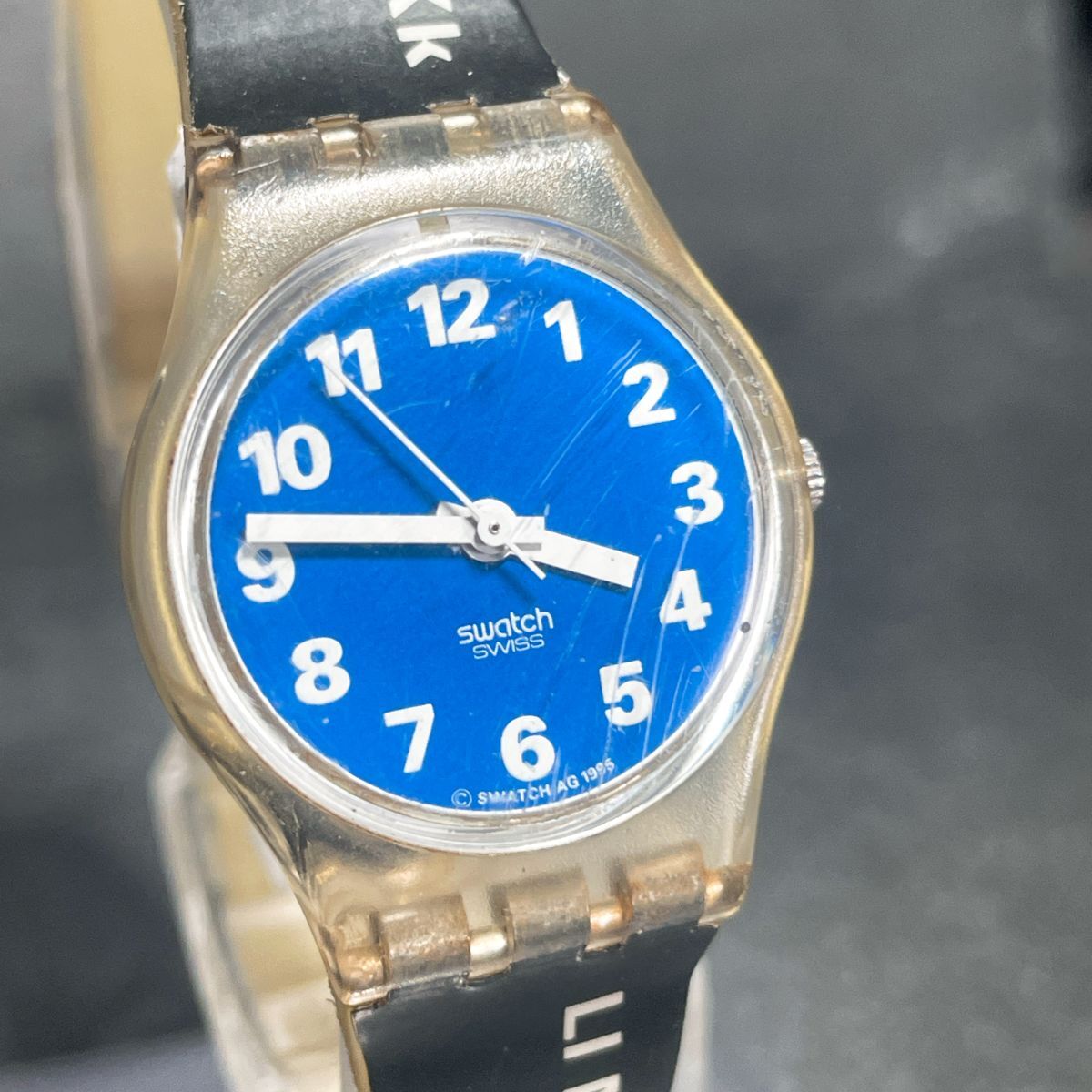 Swatch スウォッチ Alphabet LK156 腕時計 アナログ クオーツ 3針 ブルー文字盤 スケルトン ラバーバンド 新品電池交換済み 動作確認済み_画像2