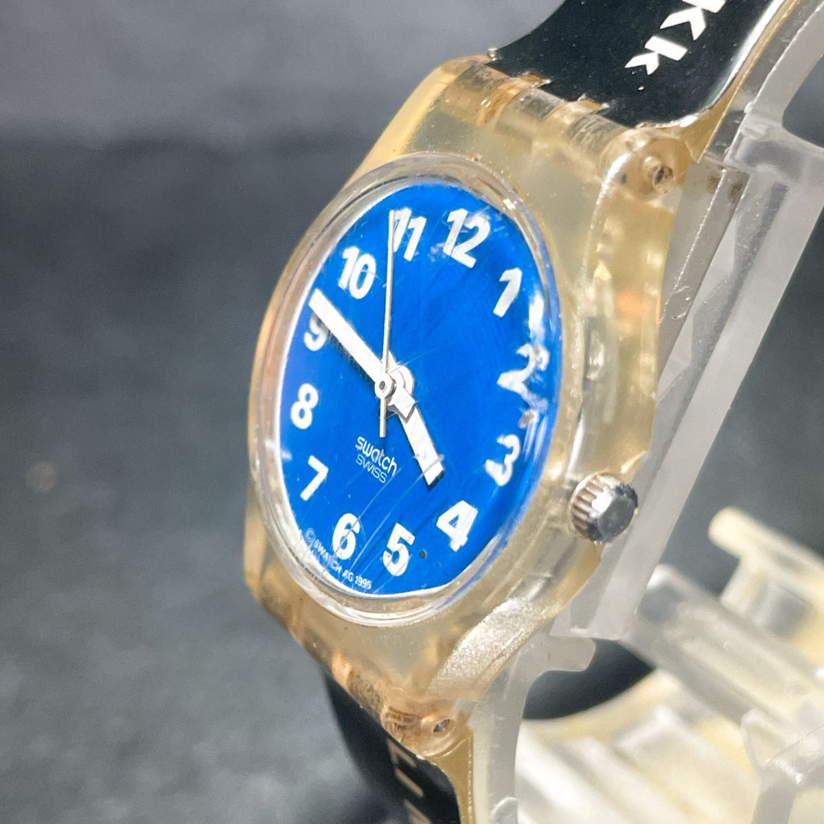 Swatch スウォッチ Alphabet LK156 腕時計 アナログ クオーツ 3針 ブルー文字盤 スケルトン ラバーバンド 新品電池交換済み 動作確認済み_画像3