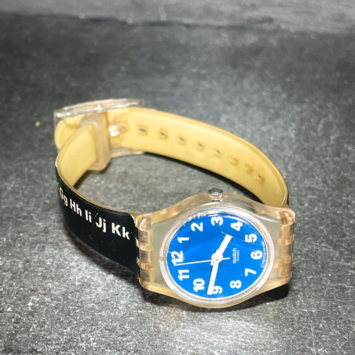 Swatch スウォッチ Alphabet LK156 腕時計 アナログ クオーツ 3針 ブルー文字盤 スケルトン ラバーバンド 新品電池交換済み 動作確認済み_画像4