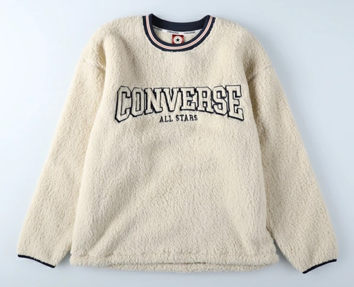 ◆新品◆ 定価4899円!! CONVERSE コンバース ビッグシルエット!! ボアクルースウェット トレーナー 白 オフホワイト メンズ XLサイズ_画像1
