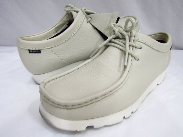 1円スタート CLARKS GORE-TEX ワラビーブーツ レザーUS8 25.5cm クラークス ゴアテックス グレージュ 本体のみ 1スタ 中古品◆9832_画像1