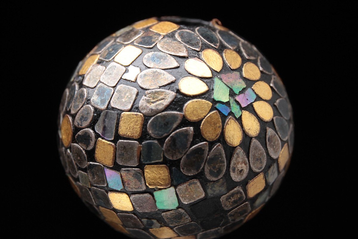 FD880 времена .. предмет перламутр золотой серебряный .. цветок map .. шар диаметр 1.4cm кейс для печати дым . входить оборудование орнамент . лаковый прикладное искусство лакированные изделия . предмет netsuke старый изобразительное искусство