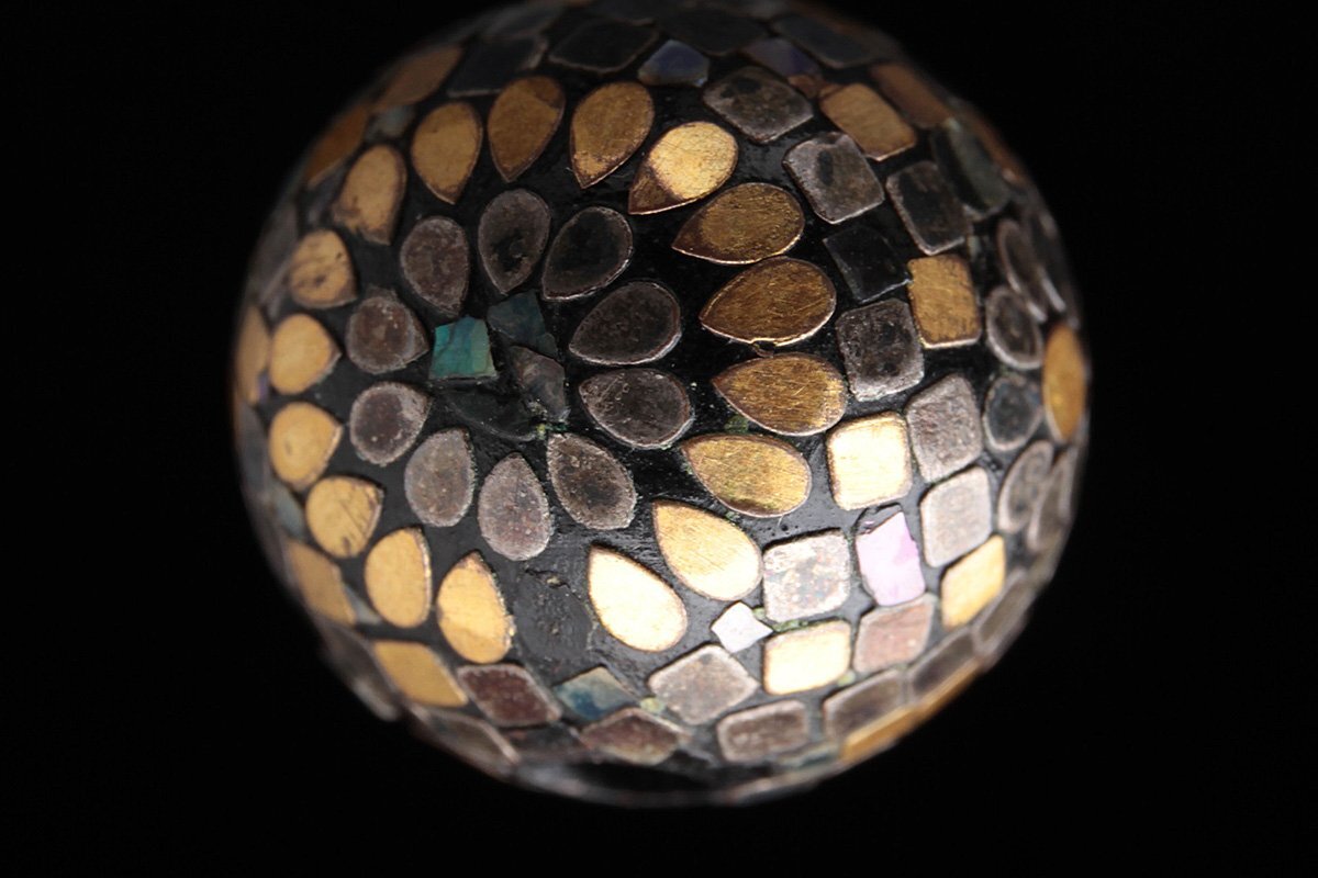 FD880 времена .. предмет перламутр золотой серебряный .. цветок map .. шар диаметр 1.4cm кейс для печати дым . входить оборудование орнамент . лаковый прикладное искусство лакированные изделия . предмет netsuke старый изобразительное искусство