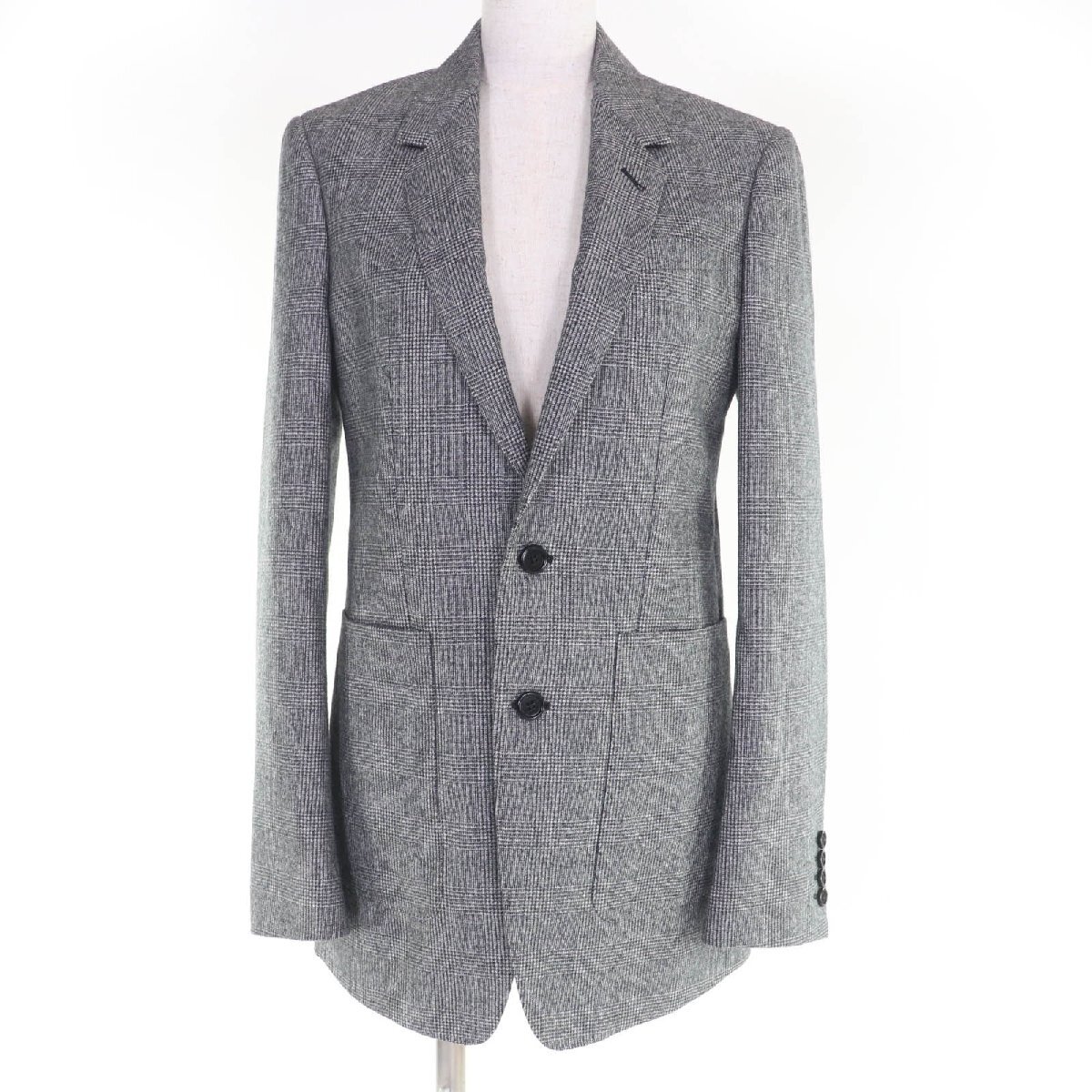 極美品☆CELINE セリーヌ 24SS 2V62I759O トムボーイ ウール グレンチェック柄 テーラードジャケット グレー 34 伊製 正規品 レディース_画像1