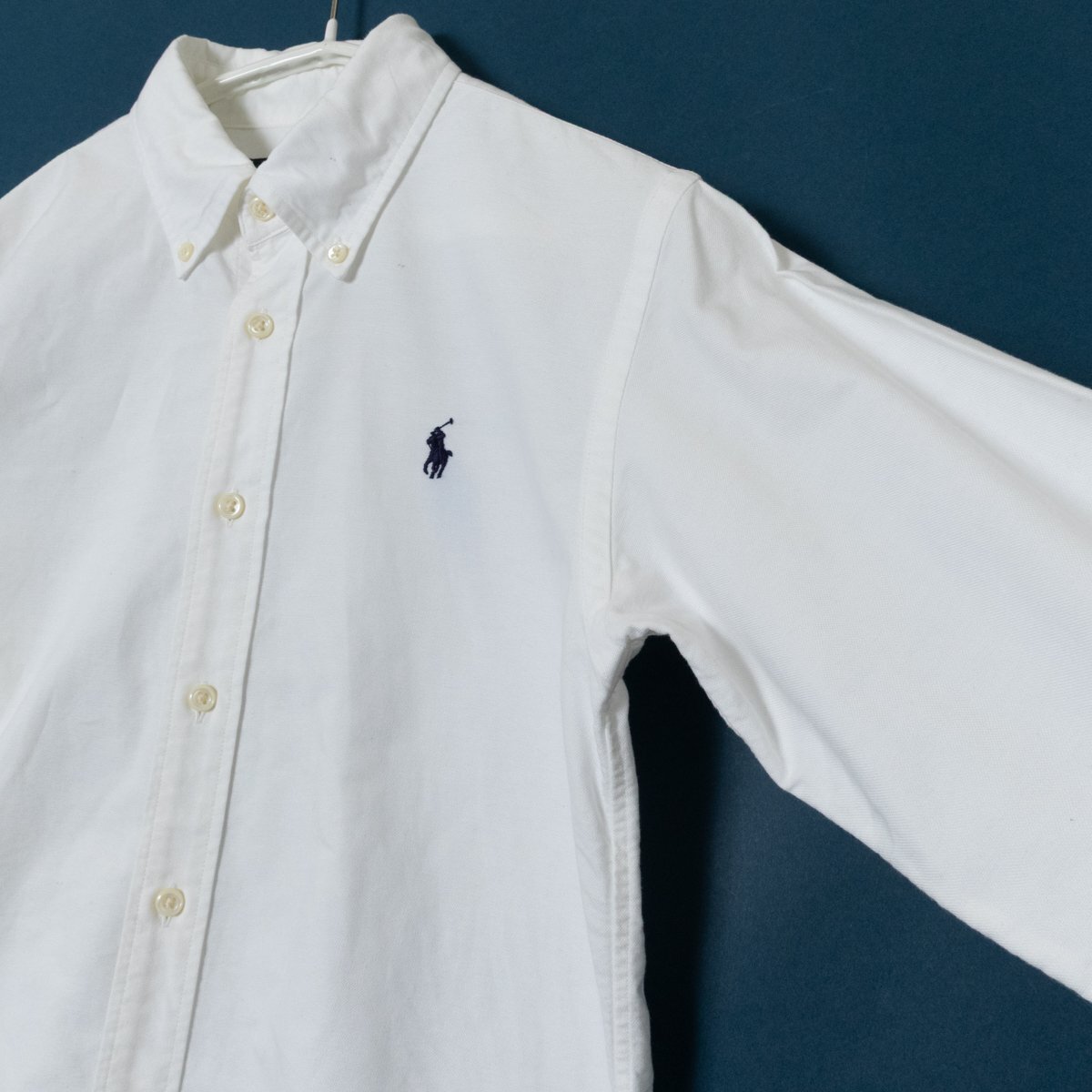 Ralph Lauren ラルフローレン オックスフォードボタンダウンシャツ 長袖 150cm コットン100％ ホワイト系 ポニー刺繍 男児 ジュニア 子供_画像2
