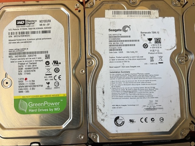  Junk HDD 9 шт. комплект Seagate/WD/DT 1TB×5 2TB×2 3TB×1 4TB×1 текущее состояние доставка (W7)
