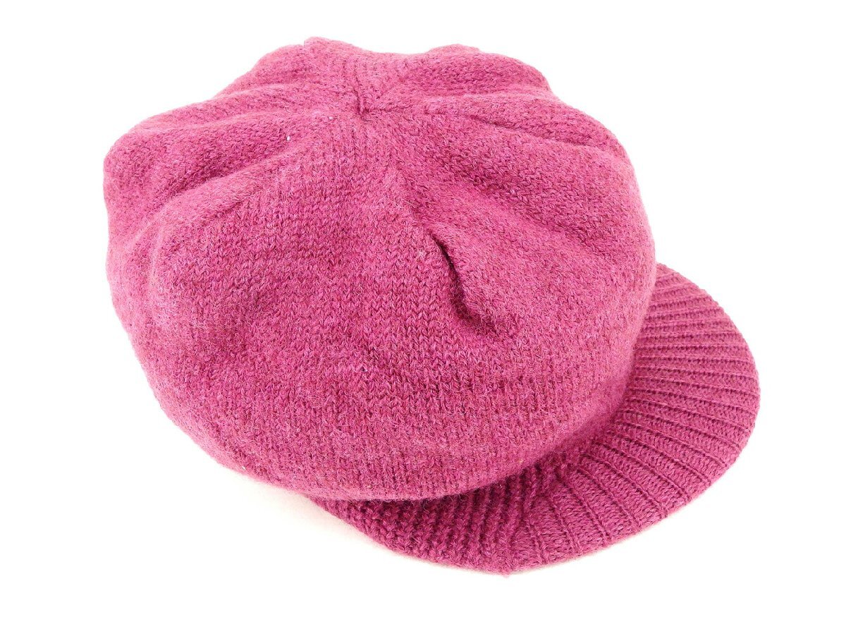 【30%OFFクーポン】バーバリー ブルーレーベル ニット帽 つば付き レディース パープル 中古_画像2