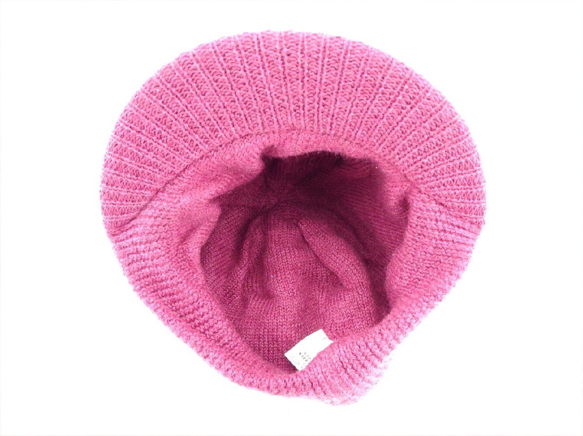 【30%OFFクーポン】バーバリー ブルーレーベル ニット帽 つば付き レディース パープル 中古_画像5