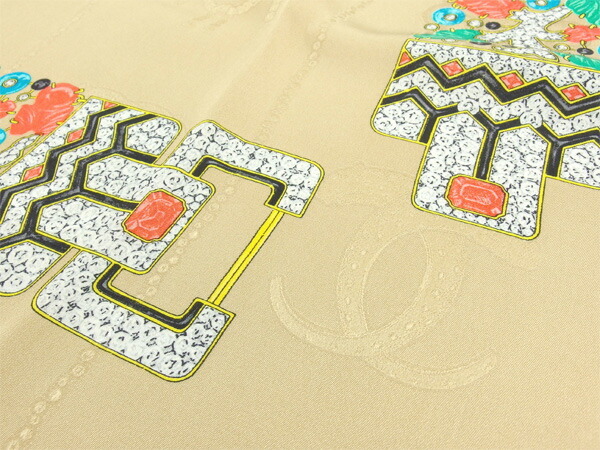 【30%OFFクーポン】カルティエ スカーフ 大判サイズ レディース マストライン ベージュ×ブルー系 中古_画像6