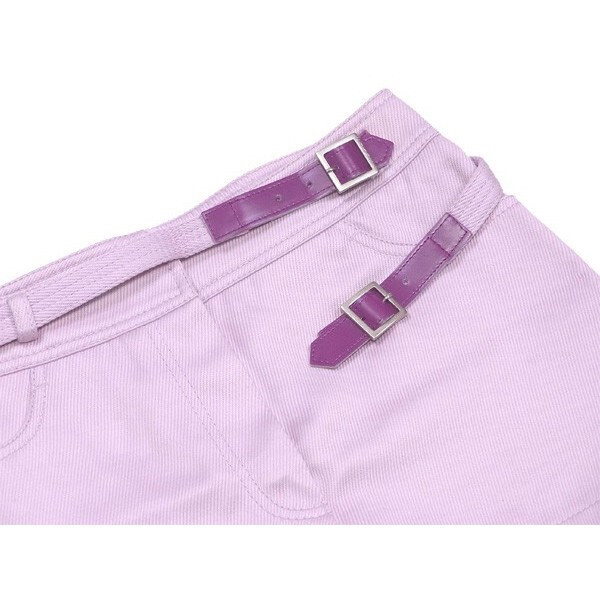 【30%OFFクーポン】シャネル CHANEL パンツ ダブルベルト付き ♯36サイズ ライトパープル系 レディース 中古_画像3
