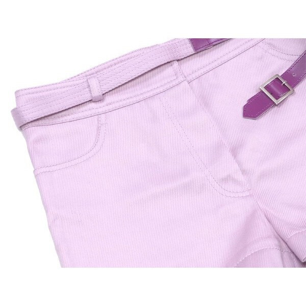 【30%OFFクーポン】シャネル CHANEL パンツ ダブルベルト付き ♯36サイズ ライトパープル系 レディース 中古_画像4