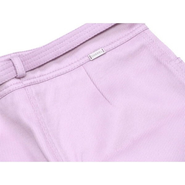 【30%OFFクーポン】シャネル CHANEL パンツ ダブルベルト付き ♯36サイズ ライトパープル系 レディース 中古_画像5