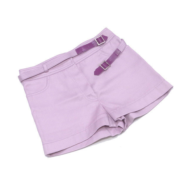 【30%OFFクーポン】シャネル CHANEL パンツ ダブルベルト付き ♯36サイズ ライトパープル系 レディース 中古_画像1