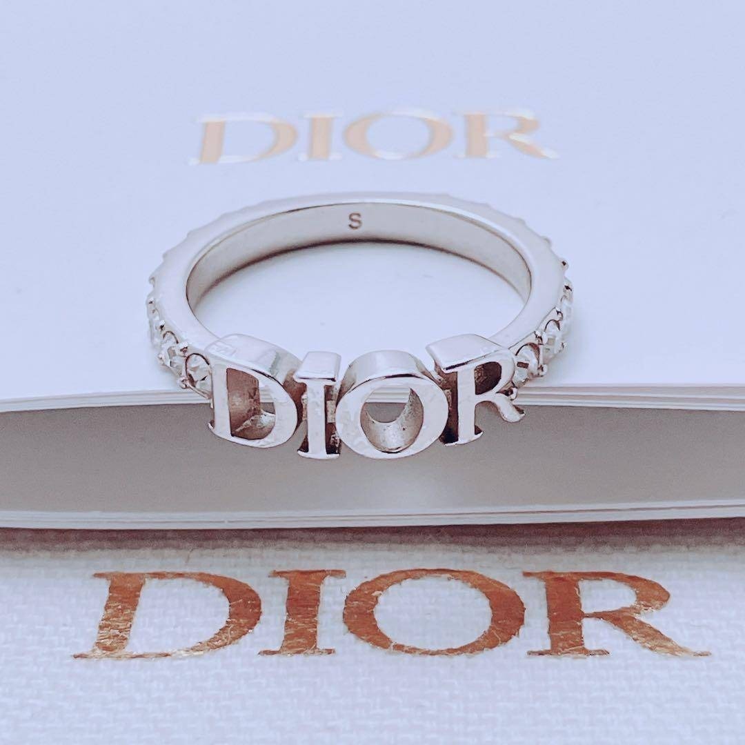 美品 ディオール dior リング 指輪 シルバー ラインストーン ON474 アクセサリー レディース Sサイズ_画像1