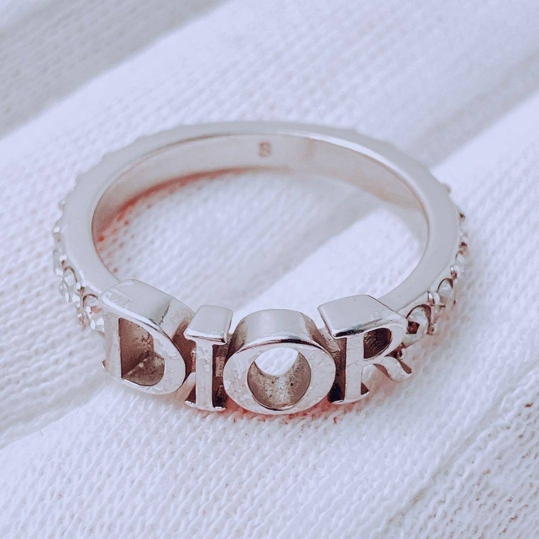 美品 ディオール dior リング 指輪 シルバー ラインストーン ON474 アクセサリー レディース Sサイズ_画像2