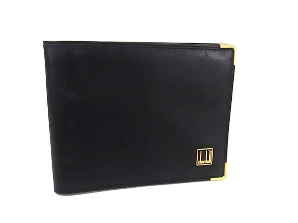 dunhill ダンヒル レザー 二つ折り 財布 ウォレット 札入れ カード入れ メンズ ブラック系 DK1147_画像1