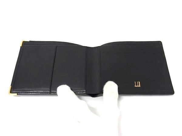 dunhill ダンヒル レザー 二つ折り 財布 ウォレット 札入れ カード入れ メンズ ブラック系 DK1147_画像3