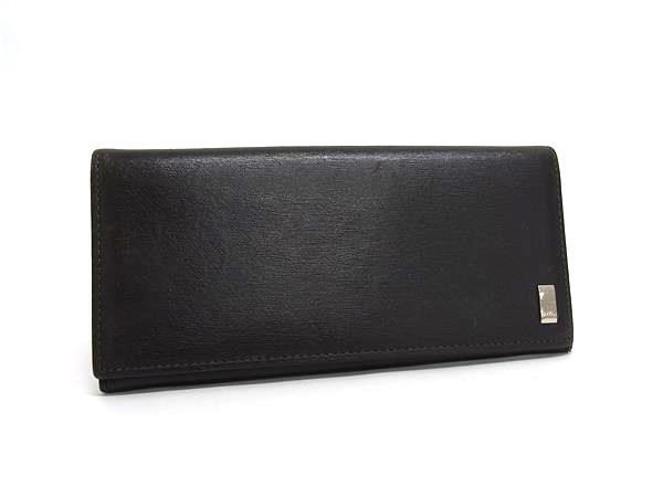 ■美品■ dunhill ダンヒル レザー 二つ折り 長財布 ウォレット 札入れ 小銭入れ カード入れ メンズ ダークブラウン系 DI6053_画像1