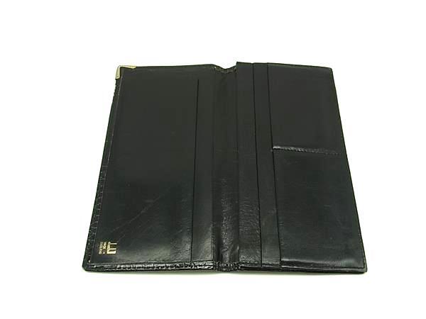 dunhill ダンヒル クロコダイル型押しレザー 二つ折り 長財布 ウォレット 札入れ カード入れ メンズ ブラック系 DJ5140_画像3
