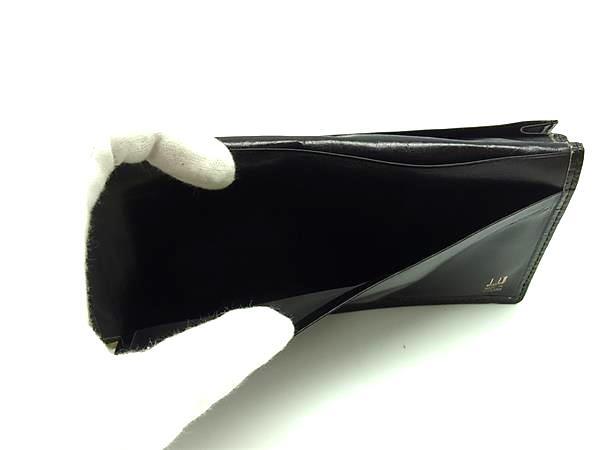 dunhill ダンヒル クロコダイル型押しレザー 二つ折り 長財布 ウォレット 札入れ カード入れ メンズ ブラック系 DJ5140_画像4