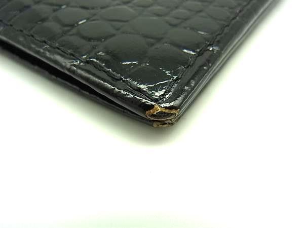 dunhill ダンヒル クロコダイル型押しレザー 二つ折り 長財布 ウォレット 札入れ カード入れ メンズ ブラック系 DJ5140_画像6