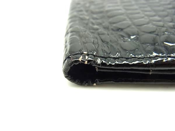 dunhill ダンヒル クロコダイル型押しレザー 二つ折り 長財布 ウォレット 札入れ カード入れ メンズ ブラック系 DJ5140_画像7