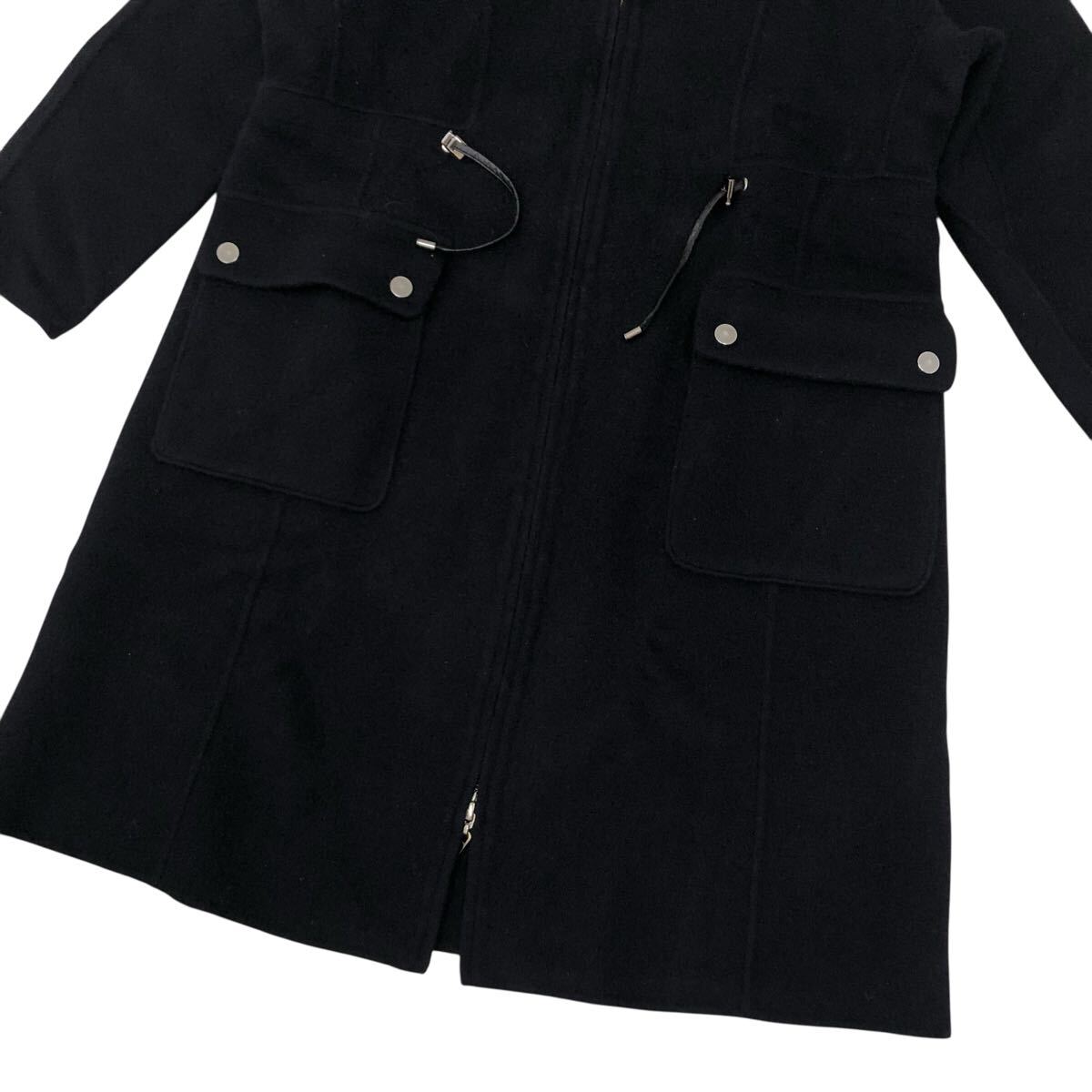 12K347-83 ANAYI アナイ 長袖 フード コート ロング アウター ジップ 上着 羽織り ネイビー レディース 女性用 XL_画像3