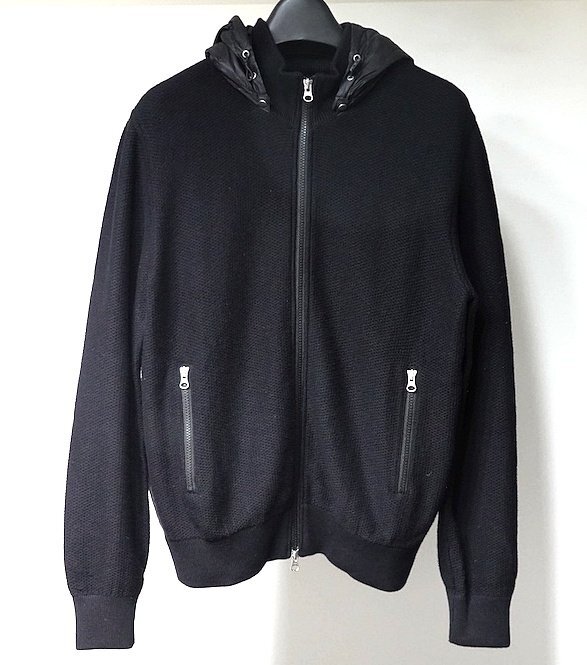  прекрасный товар BARNEYS NEWYORK Barneys hybrid f- dead пуховик черный вязаный × нейлон мужской XL Parker блузон 