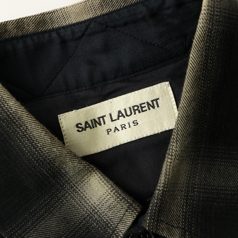 サンローランパリ Saint Laurent PARIS エディ期 326627 チェック ウール長袖シャツ 37 ブラック┃トップス【2400014574470】_画像7
