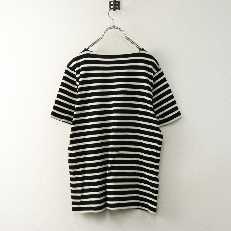 JPタグ サンローランパリ Saint Laurent PARIS エディ期 コットンボーダー半袖Tシャツ M ホワイトブラック┃フランス製【2400014574371】_画像2