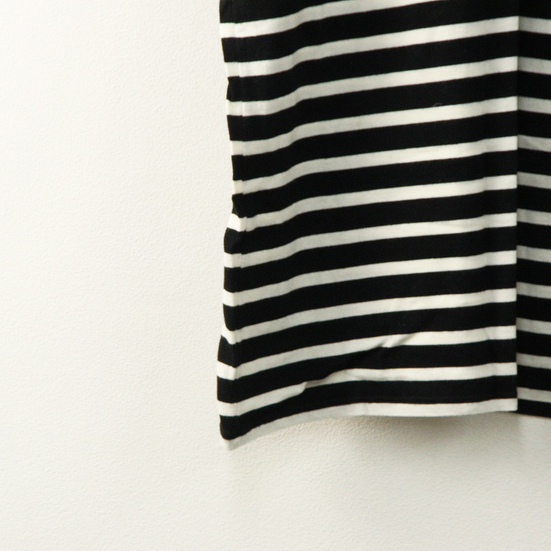 JPタグ サンローランパリ Saint Laurent PARIS エディ期 コットンボーダー半袖Tシャツ M ホワイトブラック┃フランス製【2400014574371】_画像4