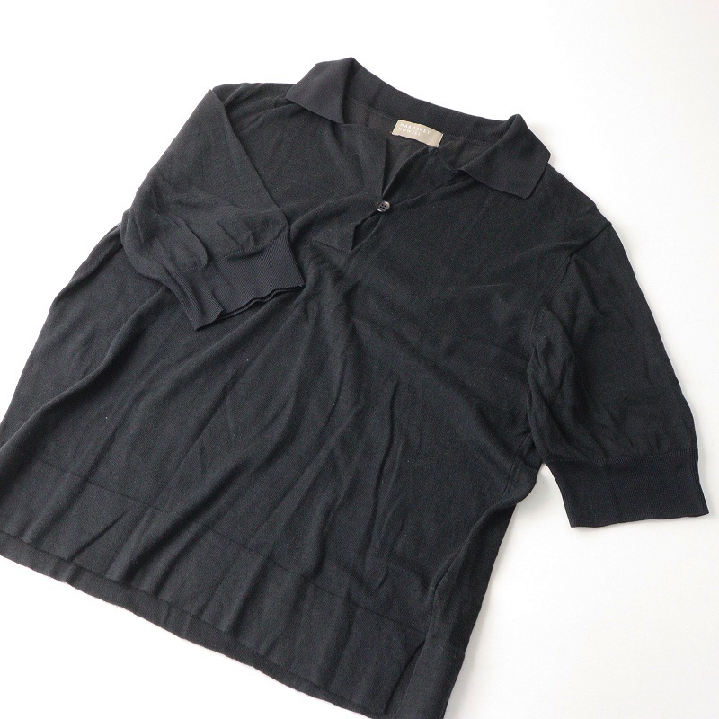 マーガレットハウエル MARGARET HOWELL COTTON SILK POLO コットンシルクニットポロシャツ 2 ブラック┃トップス【2400014707656】_画像5