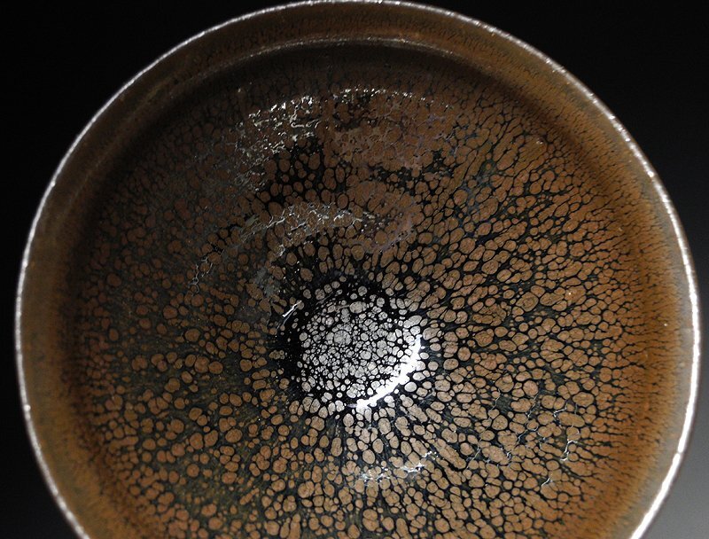 緑屋i■ 中国古玩 天目釉 油滴天目 天目茶碗 天目台 建窯 唐物 時代物 i9/1203-6/30-4#80_画像5