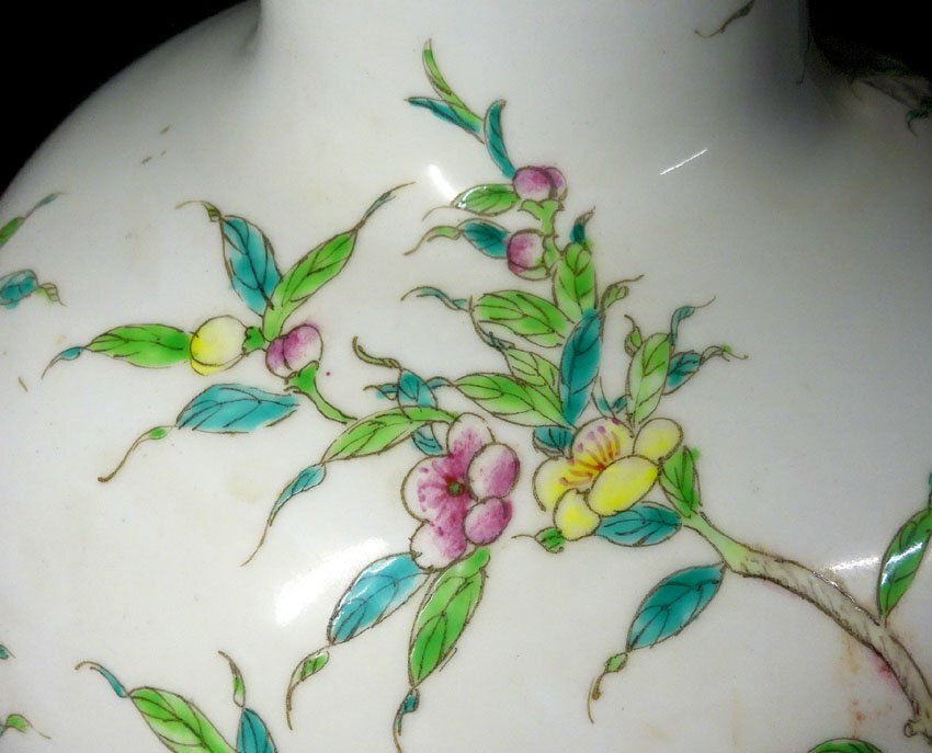 緑屋c■ 中国古玩　粉彩 桃木紋　天球瓶 花瓶 壺　大清乾隆年製　高さ約52.7cm　唐物 時代物　i9/10-6938/31-2#160_画像8