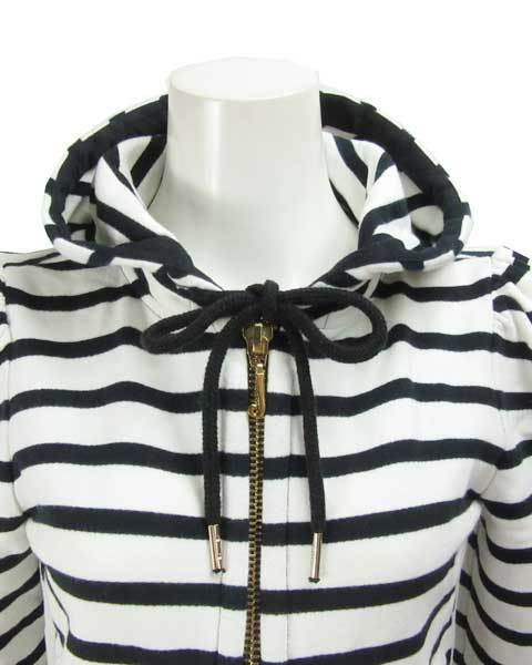 ジューシークチュール 白 黒 ボーダー コットン パーカー S_画像5