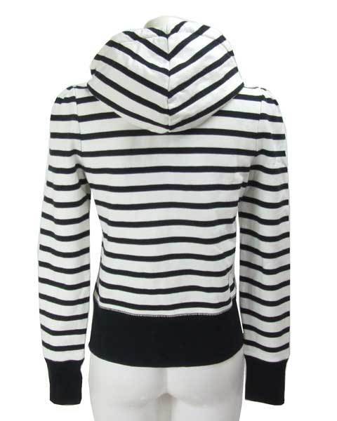 ジューシークチュール 白 黒 ボーダー コットン パーカー S_画像3