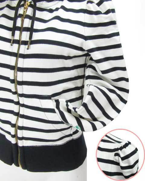 ジューシークチュール 白 黒 ボーダー コットン パーカー S_画像6