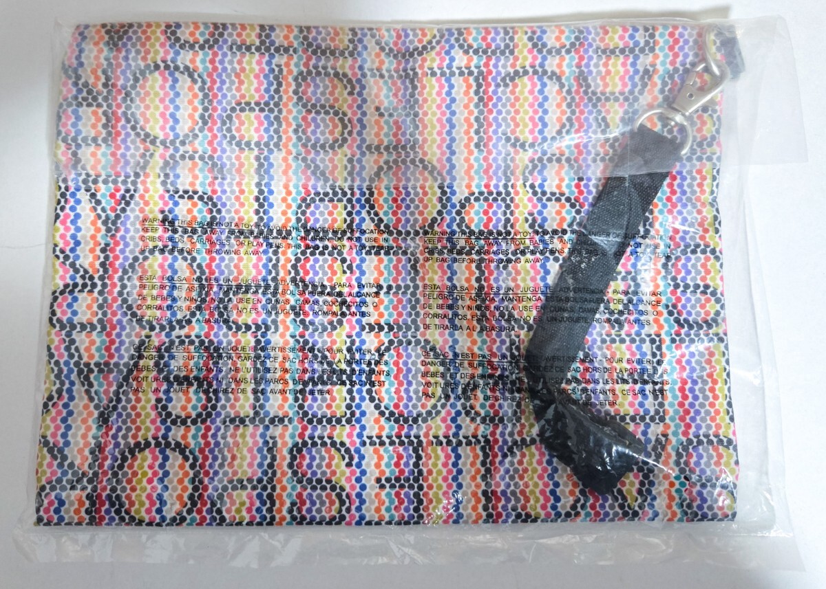 新品未使用 レスポートサック LeSportsac フラットポーチ クラッチバッグとしても使用可 ドット模様 レインボーカラー ストラップ付き_画像2