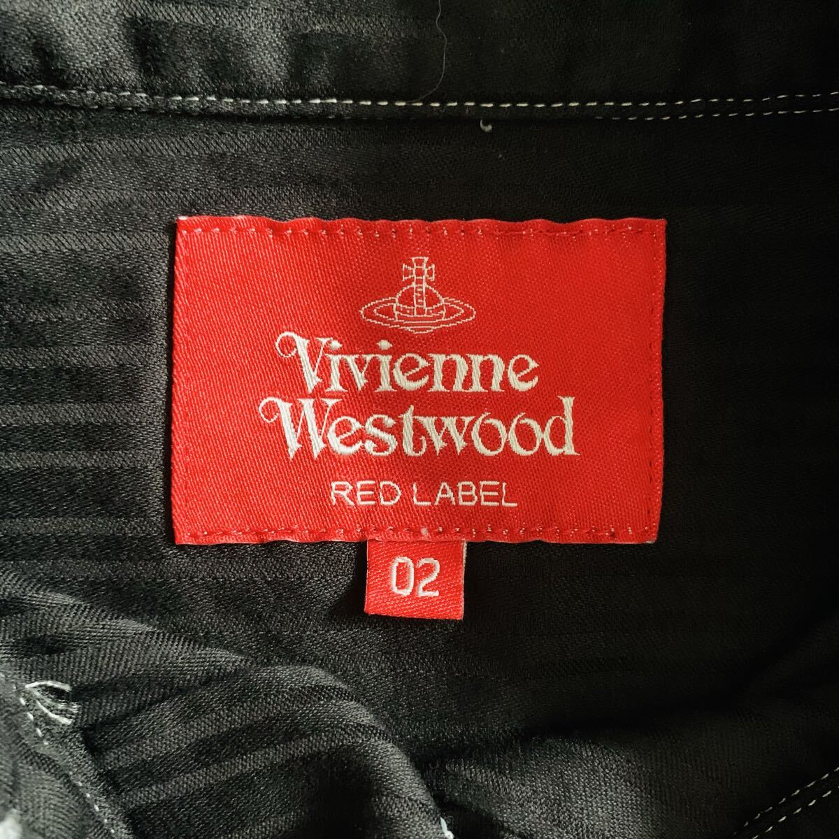 美品 ヴィヴィアンウエストウッド オーブロゴ ステッチ ストライプ ブラウス ブラック 長袖シャツ_画像9