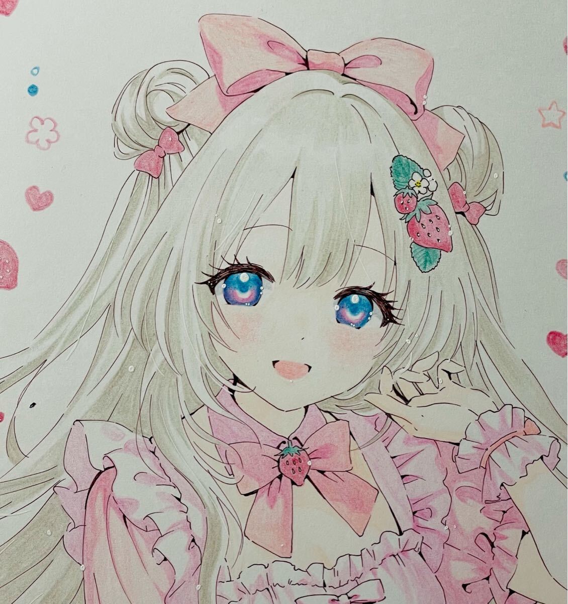  ручные иллюстрации [ клубника . розовый ].. симпатичный девочка Лолита одежда готовая одежда девушка .