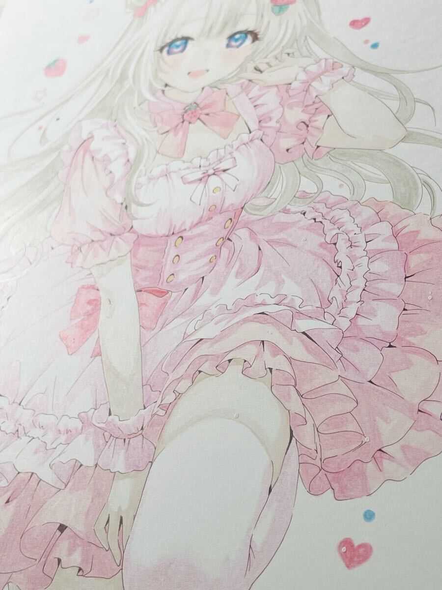  ручные иллюстрации [ клубника . розовый ].. симпатичный девочка Лолита одежда готовая одежда девушка .