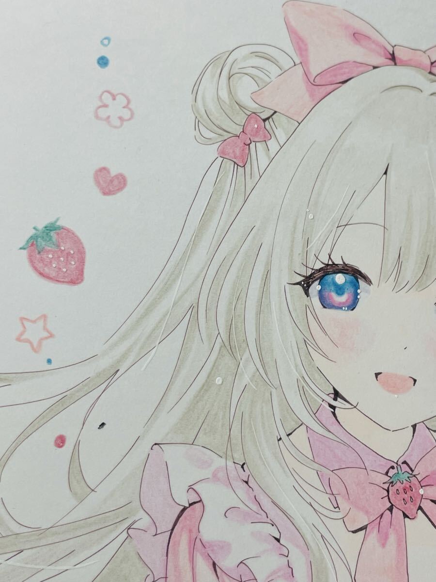  ручные иллюстрации [ клубника . розовый ].. симпатичный девочка Лолита одежда готовая одежда девушка .