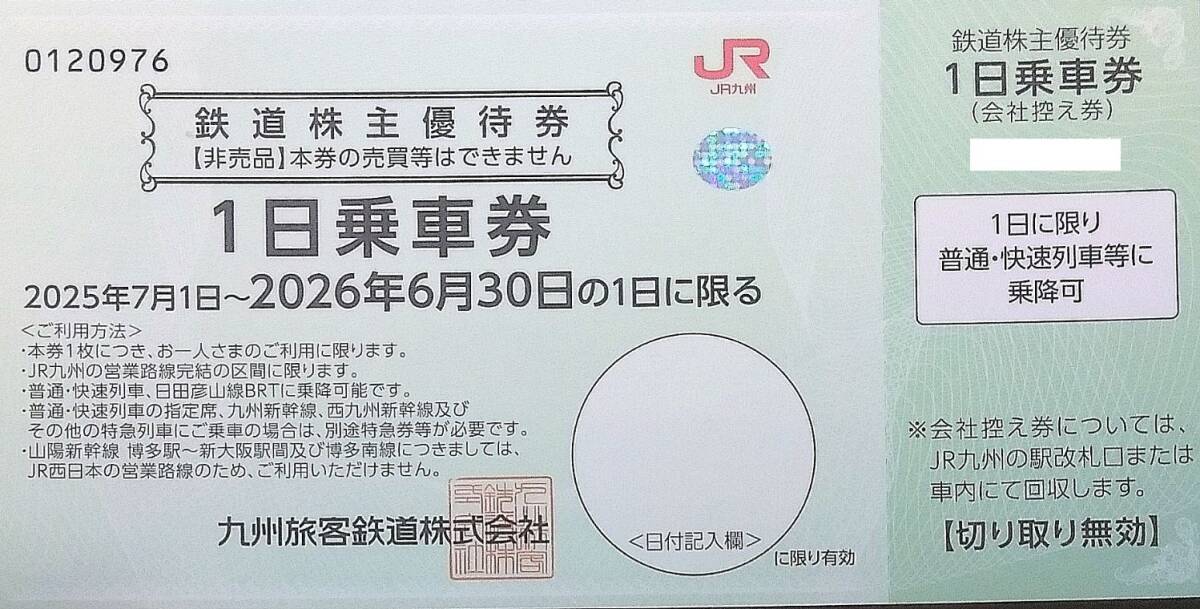 JR九州株主優待券 1枚　普通郵便込み 即決_画像1