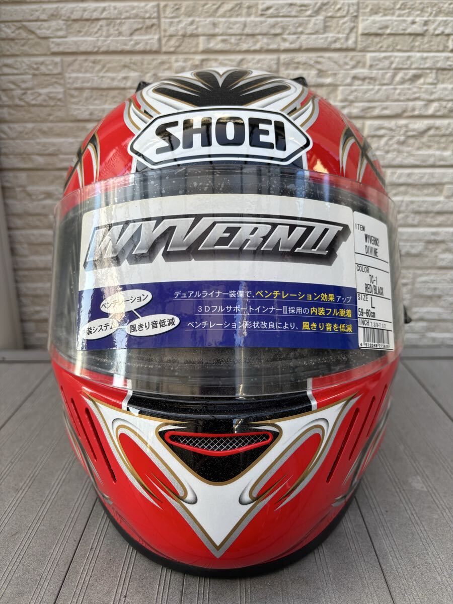 [ редкий ]SHOEI WYVERN2 L размер 59-60.2005 год сделано в Японии full-face шлем красный красный пакет есть j-force 2 II