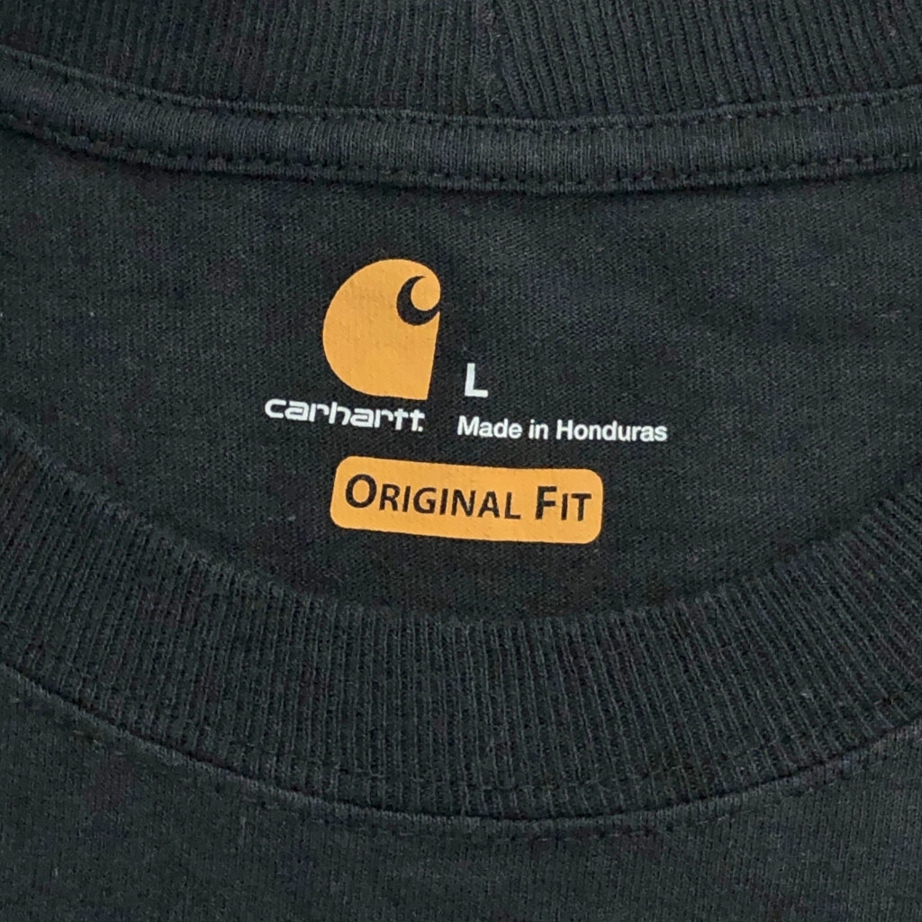 Carhartt カーハート ワンポイントロゴ 長袖ポケットＴシャツ ブラック(メンズ L)中古 古着 V6377_画像3